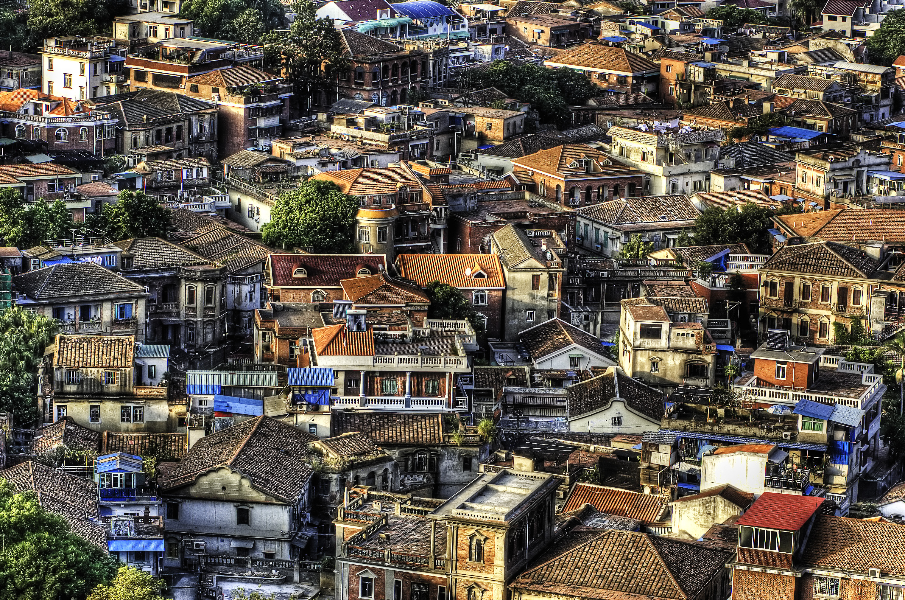 Historic red-tiled roofs on Gulangyu in Xiamen